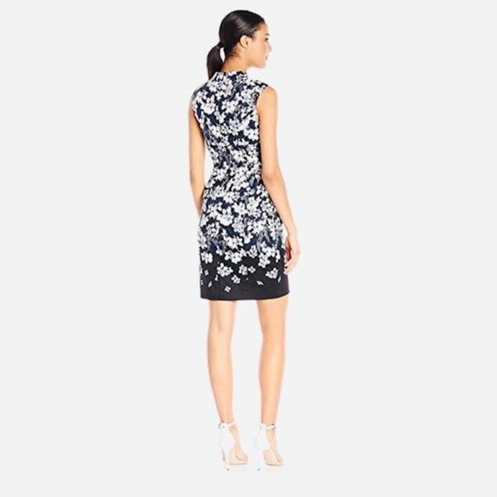 NWT Adrianna Papell High Neck Sheath Dress Size 14 Nordstrom Floral Pattern Line - Picture 2 of 16